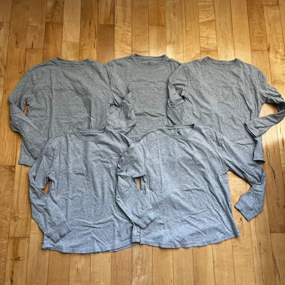 Boys Gap Teen 100% Organic Cotton Long Sleeve Crew Neck Tee T Shirt 12 -Lot of 4
